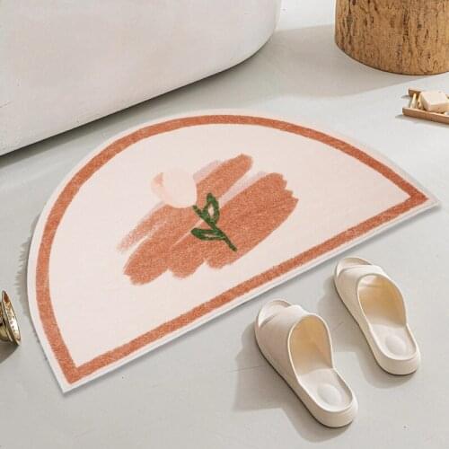 Modern Semicircle Flower Design Water Absorption Room Floor Mat Bathroom Living Room Bedroom Carpet Toilet Entrance Mat Doormat