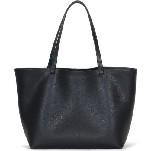 Simple Large Capacity Tote Women Handbags Vintage Cowhide Leather Shoulder Bags With Liner Bag Luxury High Quaity Fashion Bag