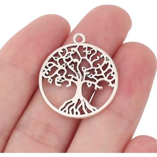20 x Tibetan Silver Hollow Life Tree Round Charms Pendants 2 Sided for Necklace Bracelet Jewelry Making 35mm