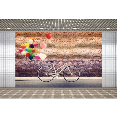 Lyavshi Vintage Brick Wall Bicycle Ballon Photocall Baby Photography Backdrop Decoration Backgrounds For Photo Studio Props