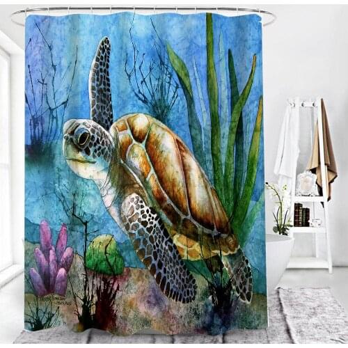 3D Digital Printed Ocean Animals Tortoise Shell Waterproof Shower Curtain For Bathroom Punch-Free Bathroom Curtains Dropshipping
