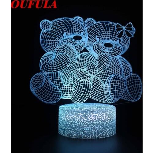 WPD Night LED Lights Novelty 3D lamp Cute Toy Gift 7 Color Cartoon Atmosphere Lamp For Children Kids Room