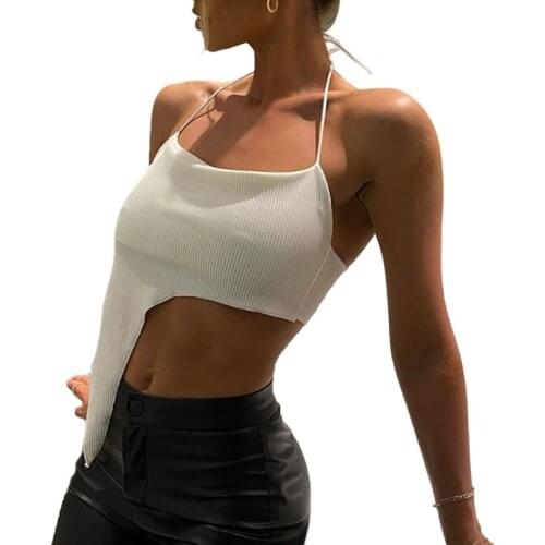 Summer Womens Sexy Halter Asymmetric Camisole, Fashion Solid Color Wrap Bandeau Crop Tank Tops