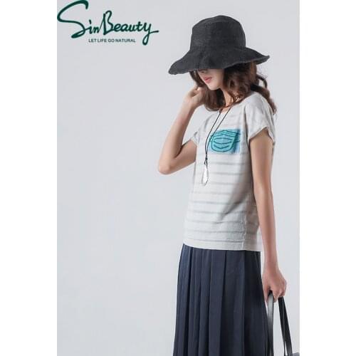 SINBEAUTY Summer 2021 Womens Tops Round Neck Short Sleeve Loose Pullover Fashion Literature and Art Casual T-shirt