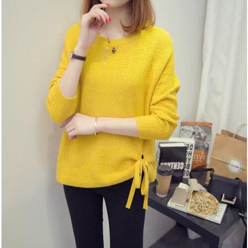 .fashion Korean Version 2021 Autumn Winter Sweater Knitted Women Round Neck Pullover Knit Large Size Loose Long Sleeves Tops