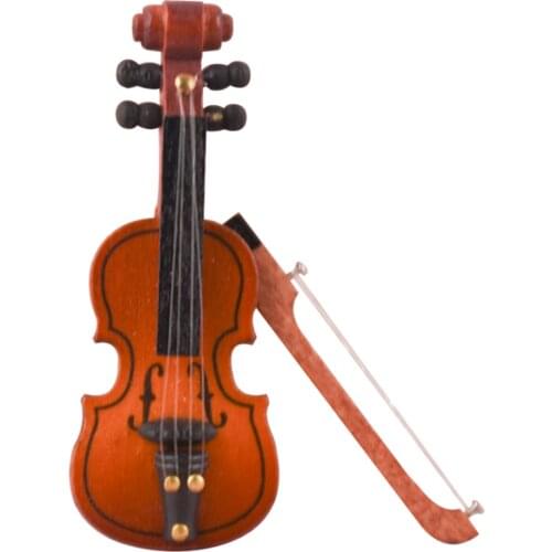1:12 6.5cm Violin Musical Instrument Miniature Dollhouse Decor