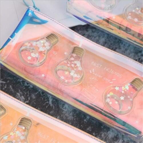 1 Pcs Kawaii Pencil Case Colorful light bulb PU Gift Estuches School Pencil Box Pencilcase Pencil Bag School Supplies Stationery