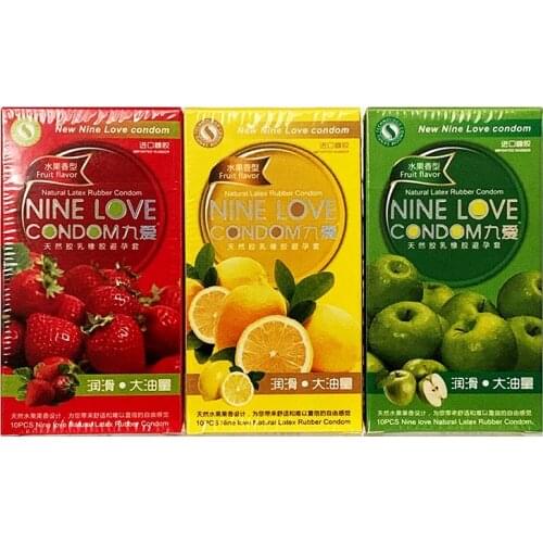 10 Pcs/Box Apple/Orange/Strawberry flavor Sex Products Women Vaginal Stimulation Condom Men Full Oil Ultra-thin Smooth Sleeve