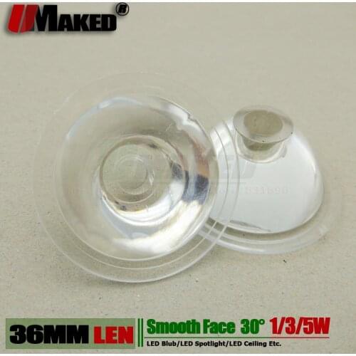36MM LED lens Smooth face 1W 3W 5W High power light bead lense 30 degre PMMA Transmittance >95% For led floodlight spotlight