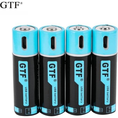 4pcs AA USB Rechargeable Battery 2550mwh 1.5V 1500mAh AA Li-polymer Battery Quick Charging Cells with Micro USB Charging Cable