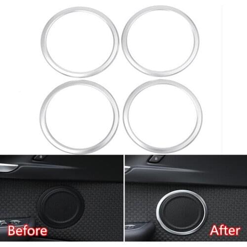 4Pcs/set Car Interior Door Audio Speaker Trim Circle Ring Styling Sticker For BMW Series 1 2017 ABS