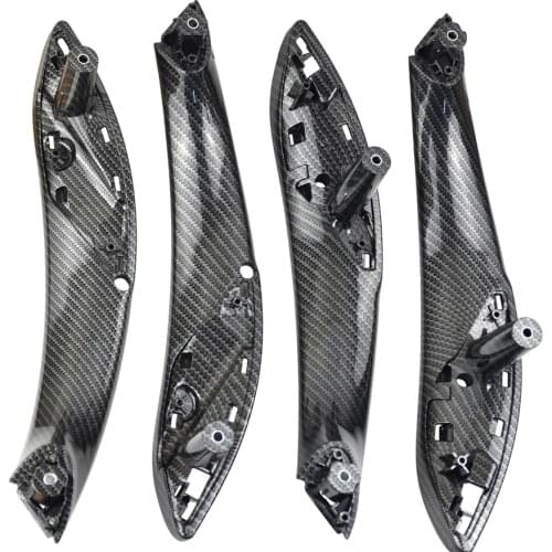 4 Pcs Left Right Carbon Fiber Door Inner Interior Handle Pull Trim Cover For BMW 3 Series F30 F32 2012-2019 Car Accessories Auto