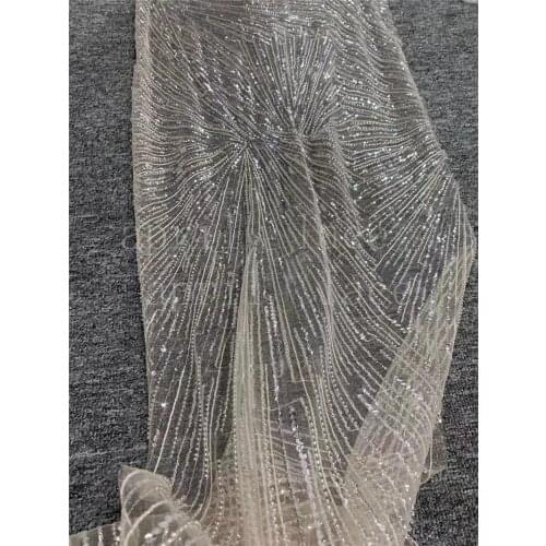 5 yards /bag AS01 # April LACE Collection 2021 NEW light beige sexy luxury beads sequin bridal lace For sewing wedding dress