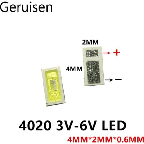 50pcs LED Backlight 0.5W 3V 6V 4020 48LM Cool white LCD Backlight for TV TV Application 4020C-W3C4 EVERLIGHT