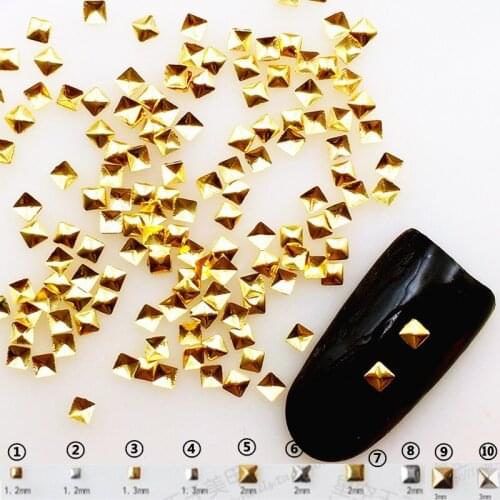 500Pcs/Lot Gold Silver Square Rivets Studs Metal Alloy Nail Art Decorations 3D DIY Nail Stickers/Charms
