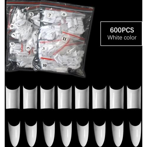 600pcs White Nail Tips Extension Stiletto Square Overhead Fake False Nails 10 Size For Nails Art Salon Manicure Learners
