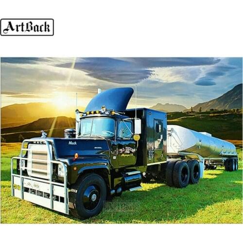 8 style 5d diamond painting truck blue icon full square & round landscape diamond mosaic canvas diamond art motorcycle sticker