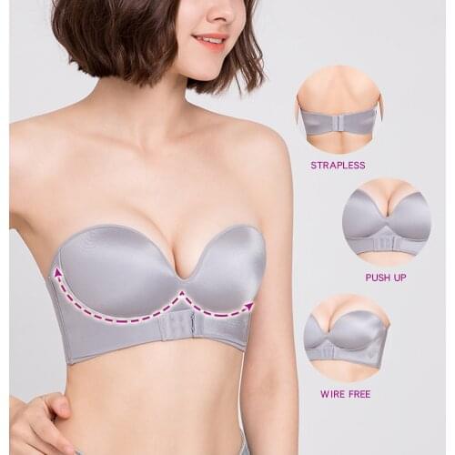 Front Closure Sexy Push Up Bra Women Invisible Bras Underwear Lingerie for Female Brassiere Strapless Seamless Bralette ABC Cup