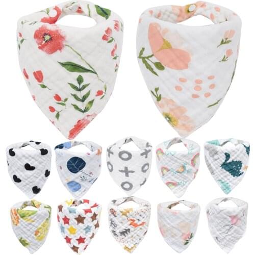 Baby Bibs Boy Girl Bandana Water Absorb Bib Burp Cloth Triangle Muslin Cotton Baby Scarf Burp Baby Accessories Infant Baby Stuff