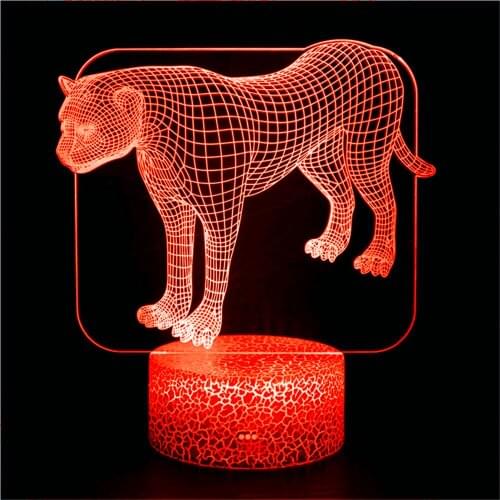 Illusion light three-dimensional 3D hologram African wild animals tiger lion leopard night light doll doll PVC bedroom model toy