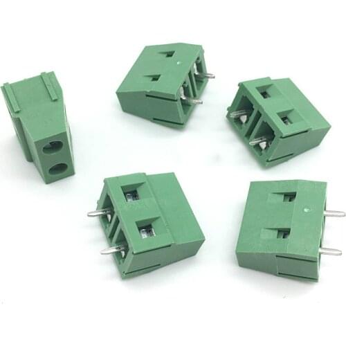 10pc KF128-7.5-2P Screw 2Pin 7.5mm Straight Pin PCB Screw Terminal Block Connector 300V/10A Green Color wire connector wholesale