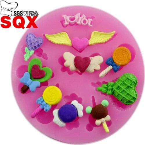 Heart wings / Lollipop Shaped Silicone Mold Cake Decoration Fondant Cake 3D Mold SQ1489