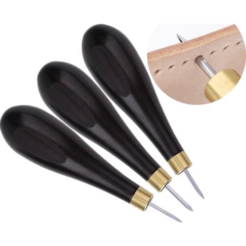 LMDZ 1Pcs Blackwood Diamond Shape Stitching Awl Ebony Leather Craft Sewing Awl Kits Handmade Sewing Tools DIY Stitcher Taper