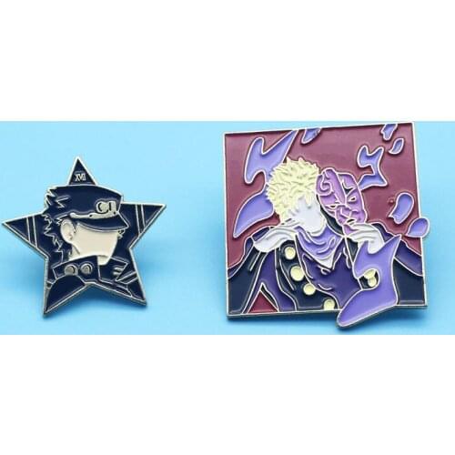 JOJOs Cartoon Metal Badges Interesting Anime Pin fans Fashion Boutique Gift Backpack Hat Bag Decorate Brooch
