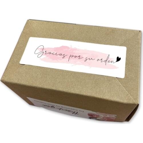 100pcs spanish "thank you for your order"sticker pink labels with heart for package sealing decor thank you sticker stationery