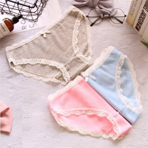 New Arrived 4Pcs/Lot Girl Panties Underwear Lace Briefs Cotton Lingerie Soft Comfortable Bowknot Cartoon Panty Wholesale 0756-4