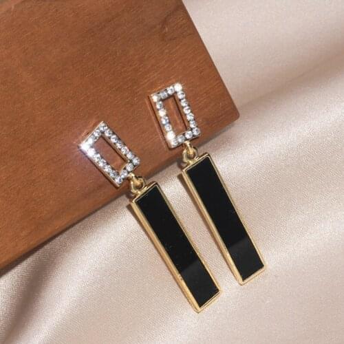 New Trendy Square Geometric Drop Dangle Earrings Charm Elegant Long Crystal Earrings For Women Wedding Party Fashion Jewelry