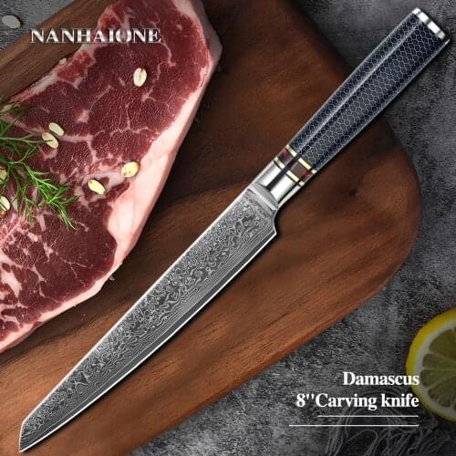 Damascus Knives 8 Inch Carving Knife Japanese Damascus VG10 Stainless Steel Knives Kitchen Knife Ultra Sharp Micarta Handle