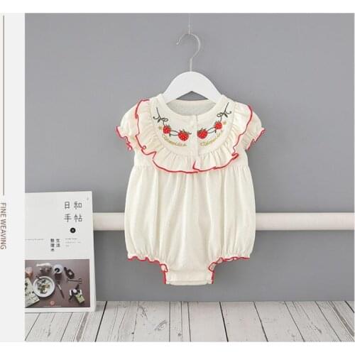 Newborn Baby Kids Strawberry Embroidery Clothing, Children Sweet Romper 5 Pieces /lot, Wholesale