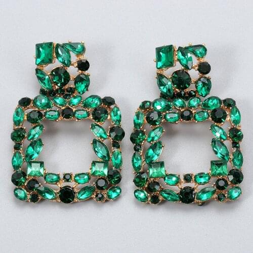 Wholesale High Quality Bohemian Handmade Hanging Colorful Rhinestone Dangle Metal Drop Earrings Jewelry Accessories For Women