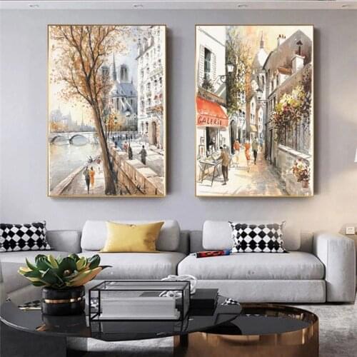 Paris Seine Street Landscape Oil Painting On Canvas Poster Painting Art Prints Wall Picture For Living Room Nordic Decoration