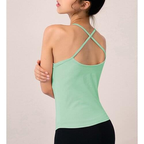 Sexy Tank Top Women Sports Yoga Shirt With Inner Chest Pads Camisole Sleeveless Tops Workout Gym Vest Female Fitness T-shirt