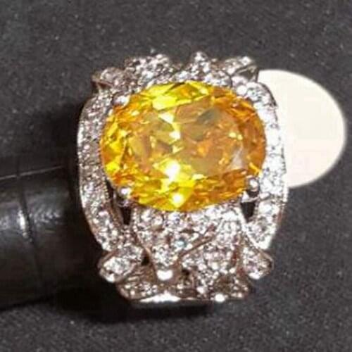 SHUNXUNZE Luxury fashion vintage Engagement Wedding rings Jewelry for women champagne Cubic Zirconia Rhodium Plated R411 size 8