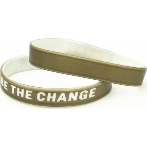 1PC Fashion Golde Be the Change Silicone Bracelet Sports Wristband Letter Bracelet&Bangles Rubber Men Women Jewelry SH315