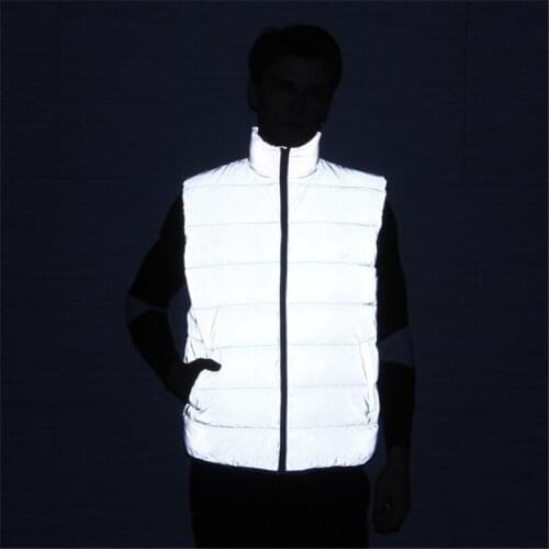 Reflective Men Winter Vest Men Casual Waistcoat Sleeveless Jackets Men warm Vest fashion oversize Outwear