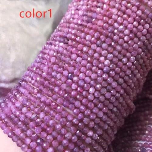 Loose beads pink Tourmaline round faceted red 2/3/4mm 14" for DIY jewelry making FPPJ wholesale beads nature gem stone