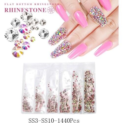 Swarovsky Mix Sizes Glass Crystal Non Hot Fix Rhinestone Set Flatback Crystal Nail Rhinestones Diamond For DIY Decorations