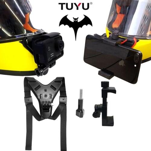 TUYU Full Face Helmet Chin Mount Holder For GoPro HERO 9 8 7 6 5 SJCAM Yi 4K Motorcycle Helmet Chin Stand For EKEN Accessory