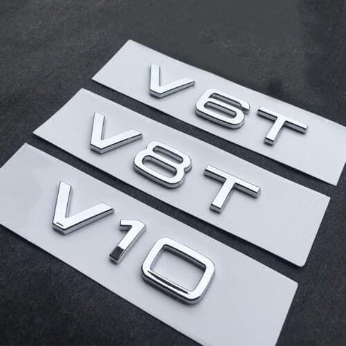 V6T V8T V10 W12 Letter Number Emblem for Audi A4L A5 A6L A7 A8L TT RS7 SQ5 Car Styling Fender Side Rear Trunk Badge Logo Sticker