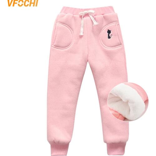 VFOCHI New Girls Pencil Pants Winter Thick Velvet Pants Stretch Waist Kids Pants Warm Children Trousers Baby Girls Thicken Pants