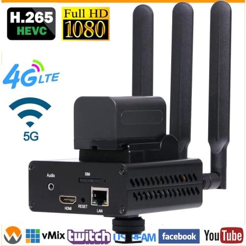 HEVC H.265 /H.264 3G/ 4G LTE 1080P HD HDMI Video Encoder HDMI Transmitter Live Broadcast Encoder Wireless RTMP SRT Encoder WIFI