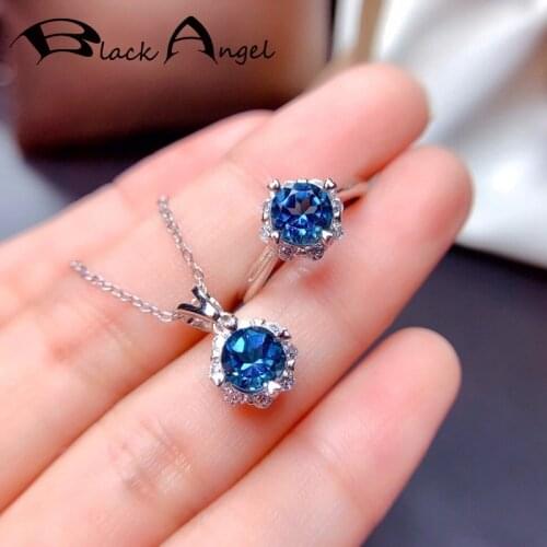 BLACK ANGEL 2021 New Fashion 925 Silver Luxury Blue Spinel Sapphire Adjustable Rings For Women Wedding Jewelry Gift Dropshipping