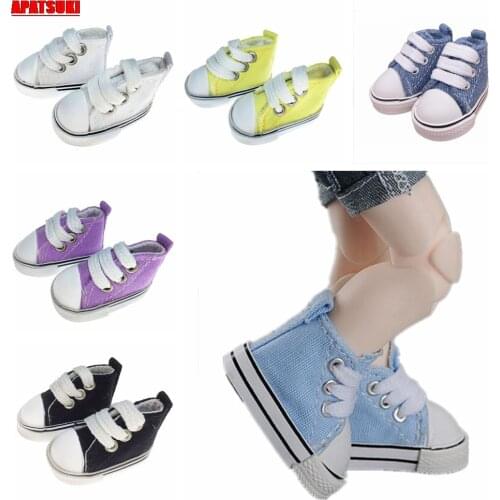 1Pair 5cm Canvas Mini Shoes Denim Sneakers For 1/6 BJD Doll Accessories Shoes Boots for 1:6 Dolls Playhouse Dollhouse DIY Toys