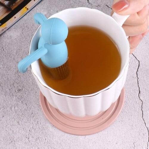 2 Pcs Little Man Shaped Mesh Tea Filter Set Food Grade Stainless Steel Brewing Teapot Tea Infuser Loose Leaf Filter