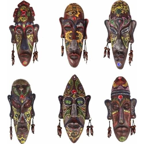 2pcs Zakka 3D Creative Resin Crafts Retro Decoration Gift African Masks For Home Sitting Room Bar Wall Hanging Decoration Metope