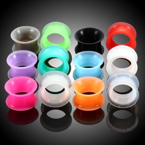 24Pcs/lot 3-25mm Silicone Ear Dilations Tunnels and Plugs Earrings Piercing Mixed 12 Colors Ear Gauges Stretcher Tunnels for Ear